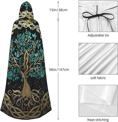 Halloween Hooded Cloaks Witch Robe Cloaks Hooded Robe Cloak for Adult Men Women Cosplay Costumes in Saudi Arabia