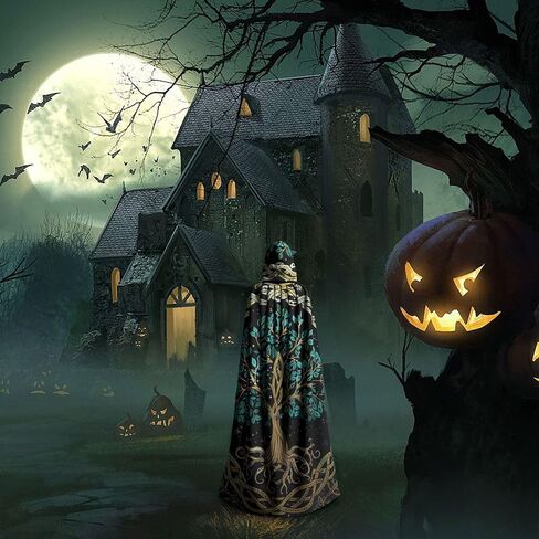 Halloween Hooded Cloaks Witch Robe Cloaks Hooded Robe Cloak for Adult Men Women Cosplay Costumes in Saudi Arabia
