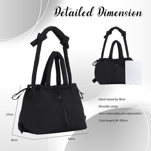 GOKTOW Large Puffer Tote Bag for Women,Quilted Purse Soft Trendy Lightweight Backpack Shoulder Hobo Bag with Drawstring in Saudi Arabia