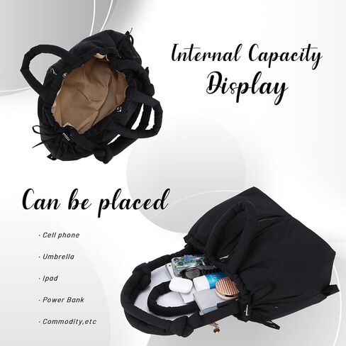 GOKTOW Large Puffer Tote Bag for Women,Quilted Purse Soft Trendy Lightweight Backpack Shoulder Hobo Bag with Drawstring in Saudi Arabia