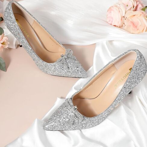 2Pcs Rhinestone Shoe Clips, Bow Shoe Clips Wedding Rhinestone Bow Shoe Buckles Removable Rhinestone Bow Shoe Clips for Heels Wedding Party Shoe Charms(Silver) in Saudi Arabia