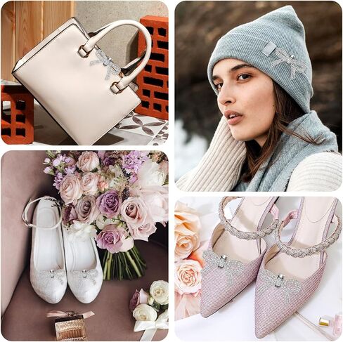 2Pcs Rhinestone Shoe Clips, Bow Shoe Clips Wedding Rhinestone Bow Shoe Buckles Removable Rhinestone Bow Shoe Clips for Heels Wedding Party Shoe Charms(Silver) in Saudi Arabia