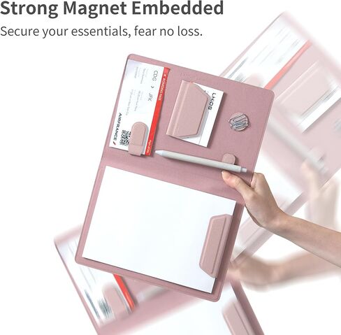 LHiDS Creative Magnetic Business Portfolio Lite Resume Padfolio Organizer with Clipboard, Paper Clip, Writing Pad, Pen/Card Holder, Magnetic Closure for Work, School and More (Apricot, A4/Letter) in Saudi Arabia