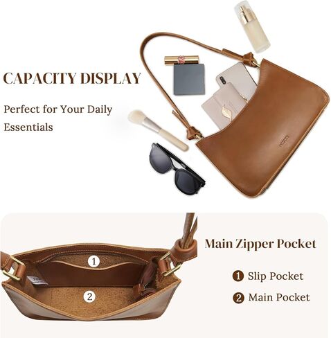 S-ZONE Leather Shoulder Bags for Women Small Shoulder Purse Handbags Clutch Hobo Bag Cute Purses in Kuwait