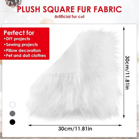 WLLHYF Faux Fur Fabric Squares, 12 Inches Area Rugs Shaggy Fur Fabric Cuts Fluffy Fur Square Patches Plush Rug Chair Cover Seat Cushion Pad for DIY Crafts Christmas Gnomes Decors (Black) in Saudi Arabia