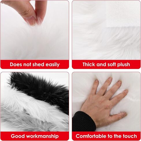 WLLHYF Faux Fur Fabric Squares, 12 Inches Area Rugs Shaggy Fur Fabric Cuts Fluffy Fur Square Patches Plush Rug Chair Cover Seat Cushion Pad for DIY Crafts Christmas Gnomes Decors (Black) in Saudi Arabia