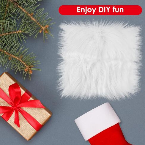 WLLHYF Faux Fur Fabric Squares, 12 Inches Area Rugs Shaggy Fur Fabric Cuts Fluffy Fur Square Patches Plush Rug Chair Cover Seat Cushion Pad for DIY Crafts Christmas Gnomes Decors (Black) in Saudi Arabia