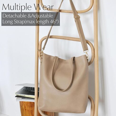 HOXIS Women's Tote Bag with Removable Shoulder Strap Vegan Leather Shoulder Handbag Satchel Bag in Kuwait