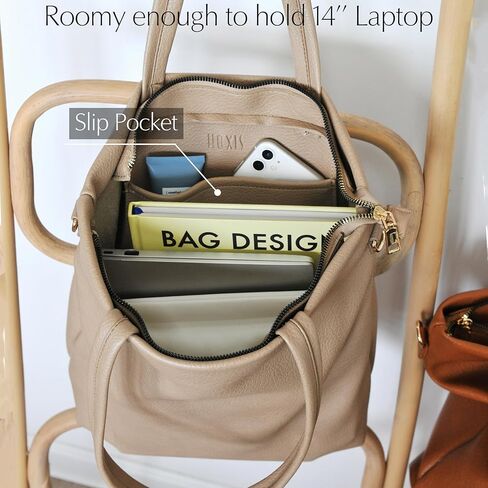 HOXIS Women's Tote Bag with Removable Shoulder Strap Vegan Leather Shoulder Handbag Satchel Bag in Kuwait