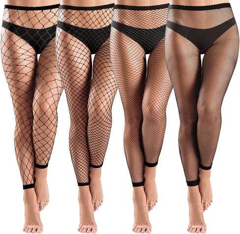 Bencailor 4 Pcs Women Easy Ripped Tights High Waist Fishnet Distressed Leggings Women Mesh Thigh High Stockings Pantyhose in Saudi Arabia