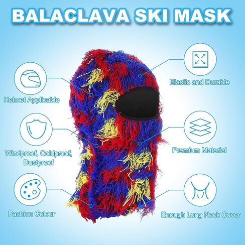 PATIKIL Distressed Balaclava Ski Mask, Balaclava Camo Knitted Face Mask Windproof Full Face Cover for Women Men Outdoor Sport in Saudi Arabia