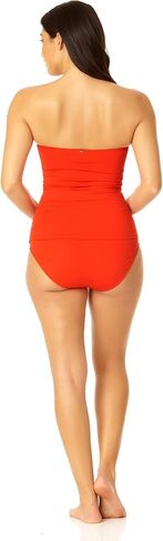 Anne Cole Women's Solid Twist Front Shirred Bandeau Tankini Swim Top in Saudi Arabia