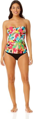 Anne Cole Women's Solid Twist Front Shirred Bandeau Tankini Swim Top in Saudi Arabia