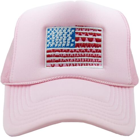KATYDID American Flag Hat - Foam Trucker Hat with Embroidered Flag - Adjustable, Snapback USA Hat - Patriotic Hat for Women in Kuwait