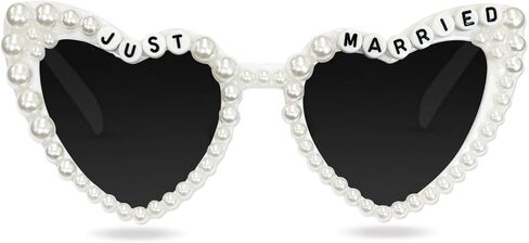 Bachelorette Party Bride Sunglasses, Just Married Cat Eye Pearl Glasses for Women Bride to Be Party Gift Supplies in Saudi Arabia