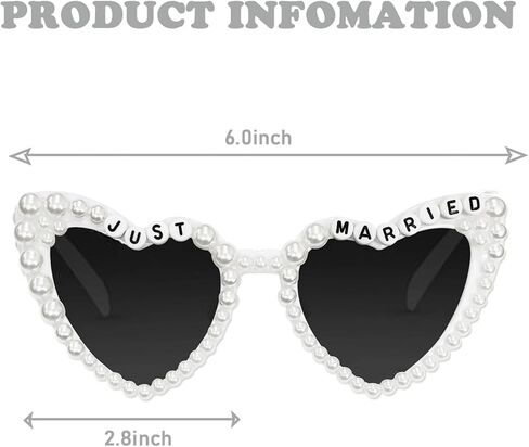 Bachelorette Party Bride Sunglasses, Just Married Cat Eye Pearl Glasses for Women Bride to Be Party Gift Supplies in Saudi Arabia