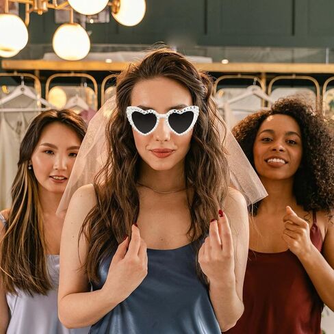 Bachelorette Party Bride Sunglasses, Just Married Cat Eye Pearl Glasses for Women Bride to Be Party Gift Supplies in Saudi Arabia