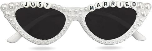 Bachelorette Party Bride Sunglasses, Just Married Cat Eye Pearl Glasses for Women Bride to Be Party Gift Supplies in Saudi Arabia