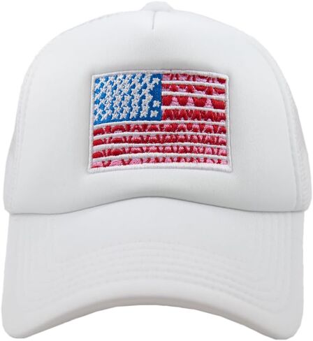 KATYDID American Flag Hat - Foam Trucker Hat with Embroidered Flag - Adjustable, Snapback USA Hat - Patriotic Hat for Women in Kuwait