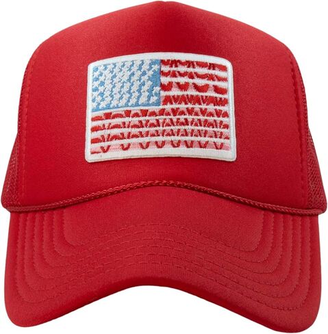 KATYDID American Flag Hat - Foam Trucker Hat with Embroidered Flag - Adjustable, Snapback USA Hat - Patriotic Hat for Women in Kuwait