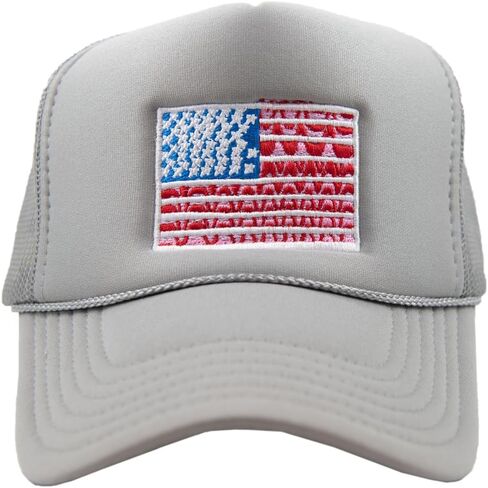 KATYDID American Flag Hat - Foam Trucker Hat with Embroidered Flag - Adjustable, Snapback USA Hat - Patriotic Hat for Women in Kuwait
