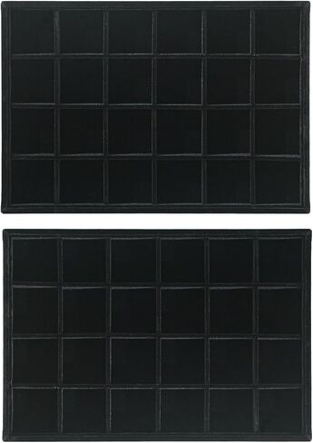 Byken 2 Pcs Stackable Jewelry Organizer Trays,24 Grids Jewelry Display Dish Tray for Selling Rings Earrings,Bedside Desktop Storage Dish for Girls (Black) in Kuwait