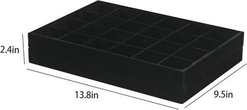 Byken 2 Pcs Stackable Jewelry Organizer Trays,24 Grids Jewelry Display Dish Tray for Selling Rings Earrings,Bedside Desktop Storage Dish for Girls (Black) in Kuwait