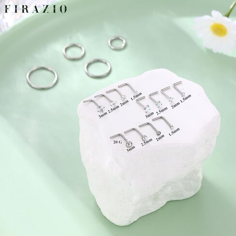 16PCS 14K Gold Plated Nose Studs 316L Surgical Steel Gold Nose Rings CZ L Shaped Nose Hoop Rings Hypoallergenic Nose Piercing Jewelry for Women Men 20G in Kuwait