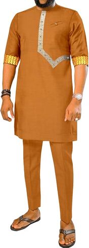 Men Tracksuit African Clothes Dashiki Embroidery Short Sleeve Shirt and Pants 2 Piece Set Dashiki Outfits in Saudi Arabia