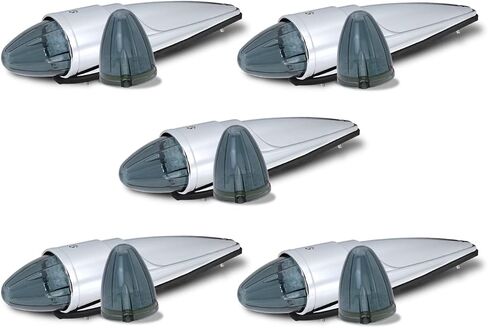 5x Smoked Lens Amber 17 LED Cab Marker Running Torpedo Lights Top Roof Chrome Bus Tractor Trailer Truck DC 12V in Saudi Arabia