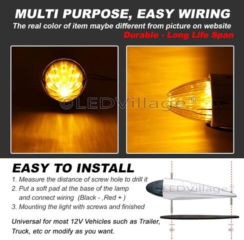 5x Smoked Lens Amber 17 LED Cab Marker Running Torpedo Lights Top Roof Chrome Bus Tractor Trailer Truck DC 12V in Saudi Arabia