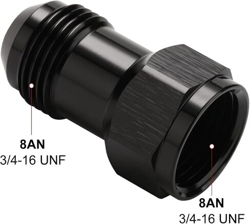 8AN Female Flare to 8AN Male Flare Extension Fitting Adapter Straight Aluminum Black 2PCS in Saudi Arabia