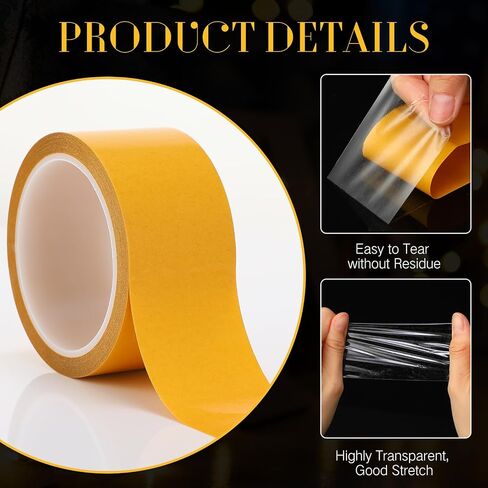 Yeaqee 6 Rolls Double Sided Tape Heavy Duty for Crafts Thin Clear Double Sided Tape Heavy Duty Adhesive for Anti Cat Scratch Paste Photos Wall Decor(2 Inch x 50 Feet) in Saudi Arabia