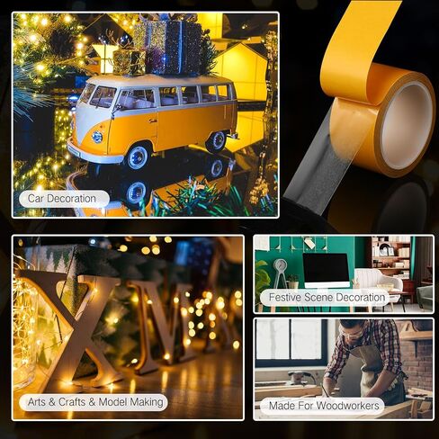 Yeaqee 6 Rolls Double Sided Tape Heavy Duty for Crafts Thin Clear Double Sided Tape Heavy Duty Adhesive for Anti Cat Scratch Paste Photos Wall Decor(2 Inch x 50 Feet) in Saudi Arabia