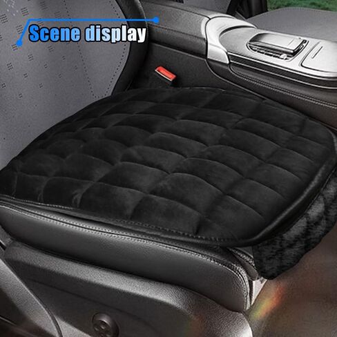 Car Seat Cushion, Soft Plush Vehicle Driver Seat Pad with Storage Pocket, Non-Slip Rubber Bottom, Universal Seat Protector Cover for Truck, Car, SUV, Home, Office, Chair(Black) in Kuwait