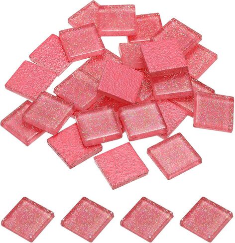 MECCANIXITY Mosaic Tiles, Glass Tiles, Shine Crystal Mosaic Glass Pieces Bulk Square Glitter Crystal Mosaic Tiles 2 x 2cm for Home Decoration, DIY Crafts, Pack of 25(100g, Lilac) in Saudi Arabia