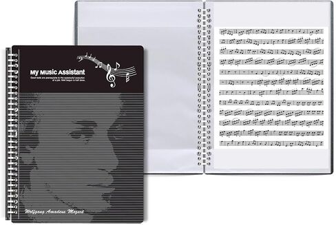 Stylish Black Music Binder - 30-Hole Metal Binder, Non-Glare and Writeable, 20 Sheets, Letter Size (8.5 Inches x 11 Inches) (Stylish Black) in Saudi Arabia