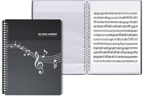 Stylish Black Music Binder - 30-Hole Metal Binder, Non-Glare and Writeable, 20 Sheets, Letter Size (8.5 Inches x 11 Inches) (Stylish Black) in Saudi Arabia
