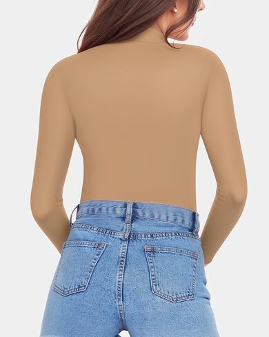 MANGOPOP Women's Mock Turtle Neck Fleece Lined Long Sleeve Thermal Underwear T Shirt Tops Tee in Kuwait