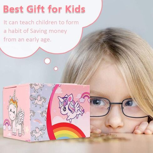 صندوق النقود الإلكترونية من Piggy Bank Steal Coin Box، صندوق توفير المال اللطيف مع صوت ذكي، هدية رائعة للأولاد والبنات والأطفال في أعياد الميلاد ورأس السنة الجديدة (وحيد القرن الجميل) in Kuwait