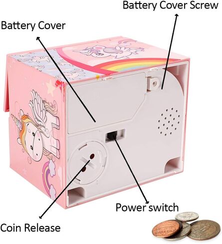 صندوق النقود الإلكترونية من Piggy Bank Steal Coin Box، صندوق توفير المال اللطيف مع صوت ذكي، هدية رائعة للأولاد والبنات والأطفال في أعياد الميلاد ورأس السنة الجديدة (وحيد القرن الجميل) in Kuwait