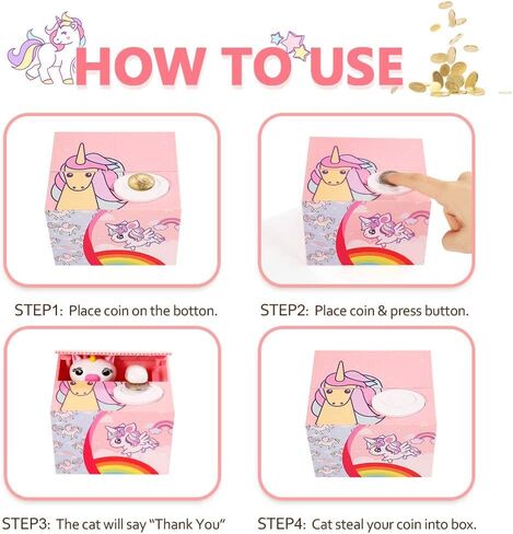صندوق النقود الإلكترونية من Piggy Bank Steal Coin Box، صندوق توفير المال اللطيف مع صوت ذكي، هدية رائعة للأولاد والبنات والأطفال في أعياد الميلاد ورأس السنة الجديدة (وحيد القرن الجميل) in Kuwait