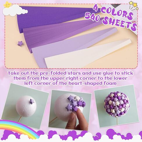 ورق أوريغامي على شكل نجمة، طقم ورق أوريغامي، 90 ورقة 10 ألوان شريط ورقي على شكل نجمة على الوجهين ورق نجوم أوريغامي مع صندوق بلون سادة شرائط ورق تزيين على شكل نجمة محظوظة مصنوعة يدويًا من أعمال فنية يدوية in Kuwait
