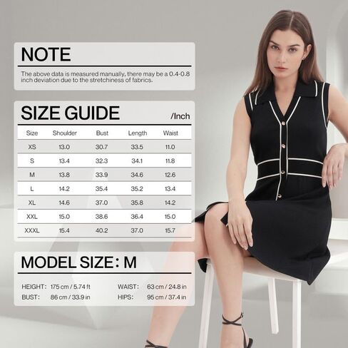 Women Summer Knitted Dress Lapel V Neck Sleeveless Sweater Dress Button Down Casual Mini Dresses in Kuwait