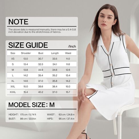 Women Summer Knitted Dress Lapel V Neck Sleeveless Sweater Dress Button Down Casual Mini Dresses in Kuwait