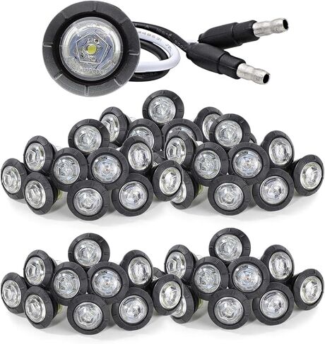 MADCATZ (Pack of 50) Meerkatt 3/4 inch Round Red Light Clearance Sealed Lamps Recessed mount Side Marker Lights w/Connector ends Truck Marine Trailer 12V DC XT-DC in Saudi Arabia