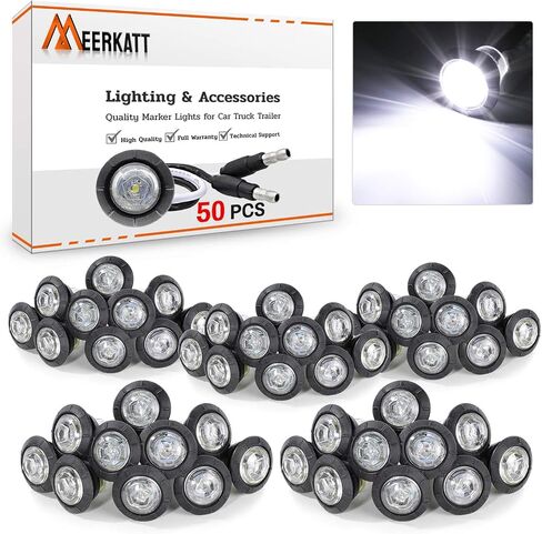 MADCATZ (Pack of 50) Meerkatt 3/4 inch Round Red Light Clearance Sealed Lamps Recessed mount Side Marker Lights w/Connector ends Truck Marine Trailer 12V DC XT-DC in Saudi Arabia