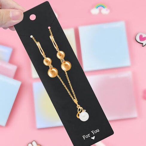 100 قطعة من بطاقات عرض سلسلة المفاتيح السوداء من ALLWSLucky، بطاقات عرض المجوهرات مقاس 2.16 بوصة × 6 بوصة، مصنوعة يدويًا مع بطاقات مجوهرات الحب لبيع الأعمال الصغيرة، مستلزمات تغليف سلاسل المفاتيح السائبة in Kuwait