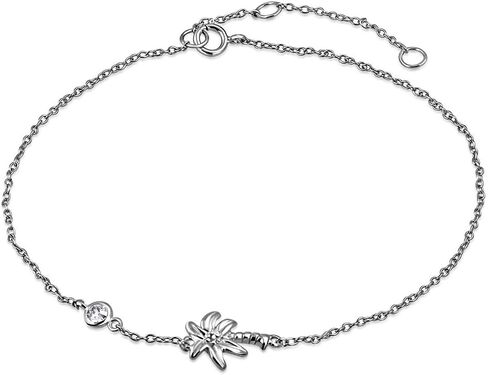 My Daily Styles 925 Sterling Silver Bezel-Set CZ Palm Tree Womens Link Chain Anklet Bracelet in Kuwait