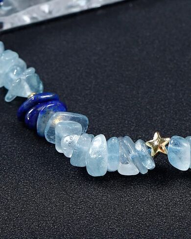 Jewever الزبرجد / رقائق اللازورد هبطت الأحجار الخلخال شفاء بلورات خلخال أساور للنساء الطاقة الأحجار الكريمة مارس جوهرة الميلاد الهدايا والمجوهرات in Kuwait